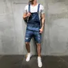 2020 Summer Fashion Mens Ripped Jeans Jumpsuits Shorts Street Style Ejressed Denim Bib Overalls Mens Casual Suspender Pant