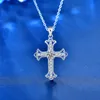 Design Necklace for Women and Men VVS D Color 0.5ct 1ct Moissanite Pendant Cross Pattern 925 Sterling Silver Necklaces Jewelry