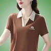 Vrouwen Poloshirt 2024 Zomer Korte Mouwen Polo Hals T-shirt Vrouwen Flip Kraag Vrouwen Top Afslanken Bottom shirt