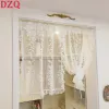 Curtains Korean Ruffled Edge Door Curtains for Living Room White Lace Leaves Tulle Curtains for Kitchen #A507