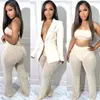 Casaul Two Piece Set Office Lady Bubble Bead Sheer Mesh Jackla Coat Long Pants Tracksuit Clothes for Women Outfit 240305