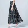 Skirts 2024 Spring/Summer Women's Chiffon Skirt Retro High Waist Elastic Patchwork Polka Dots Unique Long A-line Student P885