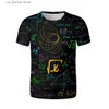 Męskie koszulki zabawne matematyczne koszulę Phys Chemical Formuła Summer Strt 3d T Shirt Fashion O Secion Soft Oversize Thirt T Shirt Y240314