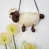 Handväskor Nya Kawaii Knit Wool Sheep Kids Crossbody Bag Söt axelväska Handgjorda Weave Children Small Fun Bag Purse Coin Wallet Kid Giftl2403