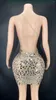 Stage Wear Hollow Out Backless Sequined Banquet Evening Gowns Latin Dance Bodycon Prom Dress Women Sexy Mini Party Club
