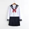 White Schoolgirl Uniform Japanese Class Navy Sailor School Uniforms Studenter Kläder för flickor Anime Cos JK Suit 240301