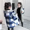 Giacche Ragazze Bambini Autunno Inverno Abbigliamento Medio lungo Ragazza Giacca a vento scozzese Addensato Agnello Moda Bambini Cappotti di stoffa di lana