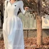 Designerska damska sukienka Patchwork Solid Kolor Sukienka z długim rękawem z stylową spódnicą A-Linia długości talii