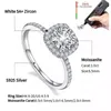 Echte 925 Sterling Zilveren Ring Voor Vrouwen Vierkante Ronde 1CT 2CT 3CT Briljante Diamanten Vinger Band Bruiloft Sieraden Gift 240221