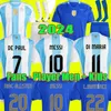 Футбольные майки Аргентины 2024 года MESSIS Otamendi DE PAUL Аргентинская национальная сборная Copa DYBALA MARTINEZ KUN AGUERO Maradona Футбольные майки 24 25 Мужские детские комплекты DI Maria