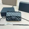 Sac de créateur sac à bandoulière de luxe marque femmes sacs en treillis de diamant en cuir véritable peau de vache sac à main chaîne de matériel noir