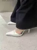 Dress Shoes Shoes High Heels 2024 Letter Small Square Toe High Heels Womens Stiletto Sexy White Shallow Mouth Hollow Toe Shoes Q240314