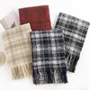 Scarves Large Plaid Scarf Trendy Thicken Cashmere Shawl Long Korean Style Tassel Student