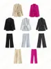Zbza Womens Fashion Solid Color with Belt Blazer Lapel Long Sleeve Jacket Tvådelt Office Ladies White Trouser Suit 240305