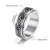 Sculpture Stainless Steel Rotating Ring Band Celtic Knot Relieve Anxiety Rotatable Rings Wedding Band for Couples men Fashion Jewelry