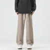 Pantalons pour hommes printemps Baggy pantalons de survêtement mode coréenne Streetwear droit jambe large tricoté pantalon décontracté mâle noir abricot