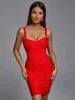 Women Sexy Spaghetti Strap Rayon HL Elastic Celebrity Bandage Dress Bodycon Mini Club Evening Party Dresses Drop Ship 240314