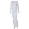 Women's Winter New Fashion and Sexy Hollow Fit Solid Color Long Sleeved Dress for Women