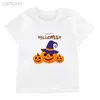 Футболки Детские футболки с изображением счастливого Хэллоуина для девочек и мальчиков с рисунком забавной тыквы и графическим принтом, одежда для детей, милые белые футболки, топы ldd240314
