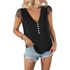 Women's Blouses Women Black Lace Top Stylish V-neck Tops Casual Summer Streetwear Dressy Outfits For Trendy Fashionistas Solid