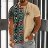 T-shirts pour hommes Vintage Hommes T-shirt Imprimé Ethnique Casual Court Slve Été Col Rond Strtwear Mâle Lâche Sweat Respirant Hommes Vêtements Y240314