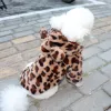 Jackets Pet Clothes for Dogs Fashion Luxury Pet Sweater Brown Pink Leopard Print French Bulldog Soft Coat Medium Dog Clothes Fur Hoodies