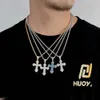 Collier avec pendentif en Zircon pour hommes et femmes, couleur personnalisée, croix de couleur, style Hip Hop, plein de diamants, bijoux polyvalents pour femmes