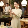 Ethnische Kleidung El Kellnerin Arbeitsuniform weiblich chinesisches Restaurant High-End-Bankettsaal Empfangspersonal Herbst und Winter lange Ärmel