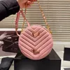 Новая высококачественная дизайнерская сумка женщина маленькая круглая сумка роскошная сумка в стиле для плеча в стиле иковая цепная сумка с коры