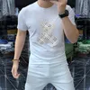 Yeni 2024 Tasarımcı Gömlek Erkek Kadın Günlük Sis Kısa Kollu Pamuk Luxurys Mektup Sıcak Matkap Tshirts Tees Şort Pantolon Yüksek Sokak T-Shirt Boyutu M-4XL
