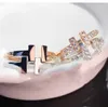 Designer Tiffay et Co Double T Ring 925 Sterling Silver Plated 18K Gold Ti House Set Diamond en forme de diamant sans lisse ouverte 6TF9