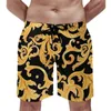 Projektanci szortów męskich wydrukuj retro plażowe pnie złota kwiatowe mężczyźni szybkie suche sportowe fitness modne duże krótkie spodnie