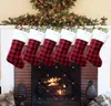 Plaid Christmas Stocking Gift Bag Xmas Tree Ornament Socks Santa Candy Home Party Xmas Decorations5505898