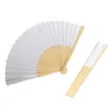 Decorative Figurines Blank White DIY Paper Bamboo Folding Fan For Hand Practice Calligraphy Painting Drawing Wedding Party Gift Ornament