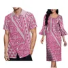 Vestidos de festa Pacífico inspirado vestido estilo polinésio casal combinando Samoa roupa homem camisa solta mulher longa