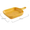 Plates Matte Ceramic Baking Unique Square Individual Pasta Lasagna Dish Plate Assorted Colors With Single Handle