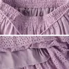 Skirts Crochet Hollow Out Lace Midi Long Skirt Women 2024 Summer Korean Elegant Solid Belt High Waist Mid-length Female P425