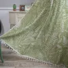 Gardiner Green Leaf Home Life Decoration Curtain American Style Semiblackout Cotton Linen Living Room Bedroom Transcen Fringe Gardin