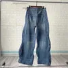 Heren jeans golvend voor mannen en vrouwen blauw gewassen zware stof extra groot formaat mode