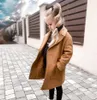 INS Newest Little Girls woolen Coat Winter Children Double Pocket Long Coat Kids Lapel singlebreasted coat A51348933146