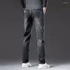 Jeans da uomo Sulee autunno blu dritto sciolto elastico vestibilità business casual cotone elasticizzato Dnim pantaloni maschio marca grigio fumo