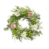 Couronne de fleurs décoratives pour porte d'entrée, panneau de bienvenue, verdure artificielle d'eucalyptus vert pour fenêtre de vacances, mur de salon, ferme