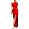 Dames Bal-avondjurk Mouwloos Eén schouder Slim Fit Dame Strakke taille Hoge split Schuin Feest Maxi 240313