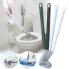 Borstels Golf Siliconen Toiletborstel Met Houder Platte Kop Flexibele Wandgemonteerde Toiletpot Schonere Borstelhouder Set Voor WC Badkamer Gereedschap