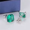 Stud Earrings Lab Created Emerald Necklace Jewelry MS-048