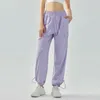 LU-620 With Logo Women's High Waist Loose Drawstring Sweatpants Wide Legs Pants