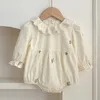 Infant Baby Girls Long Sleeve Sisters Lace Collar Dress Rompers Kids Embroider Princess Clothes 240311