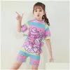 Bikinis Set Set Princess Kids Traje de baño de verano Traje de baño para niñas Traje de baño para bebés Pantalones cortos de manga corta para niños Separado Nuevo Drop de Dhgmo