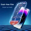 Auto-Dust Removal Tempered Glass Protective Film For iPhone 15 14 13 12 Pro Max Plus 15Pro Screen Protector 8K Oleophobic Coating Dust free Installation +retail box