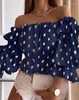 Kobiety dla kobiet Top Women 2024 Spring Fashion Metallic Polka Kot Druku